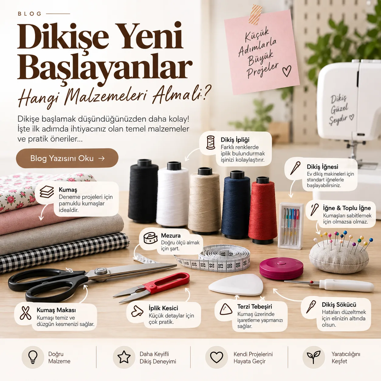 Dikişe Yeni Başlayanlar Hangi Malzemeleri Almalı? Başlangıç Rehberi